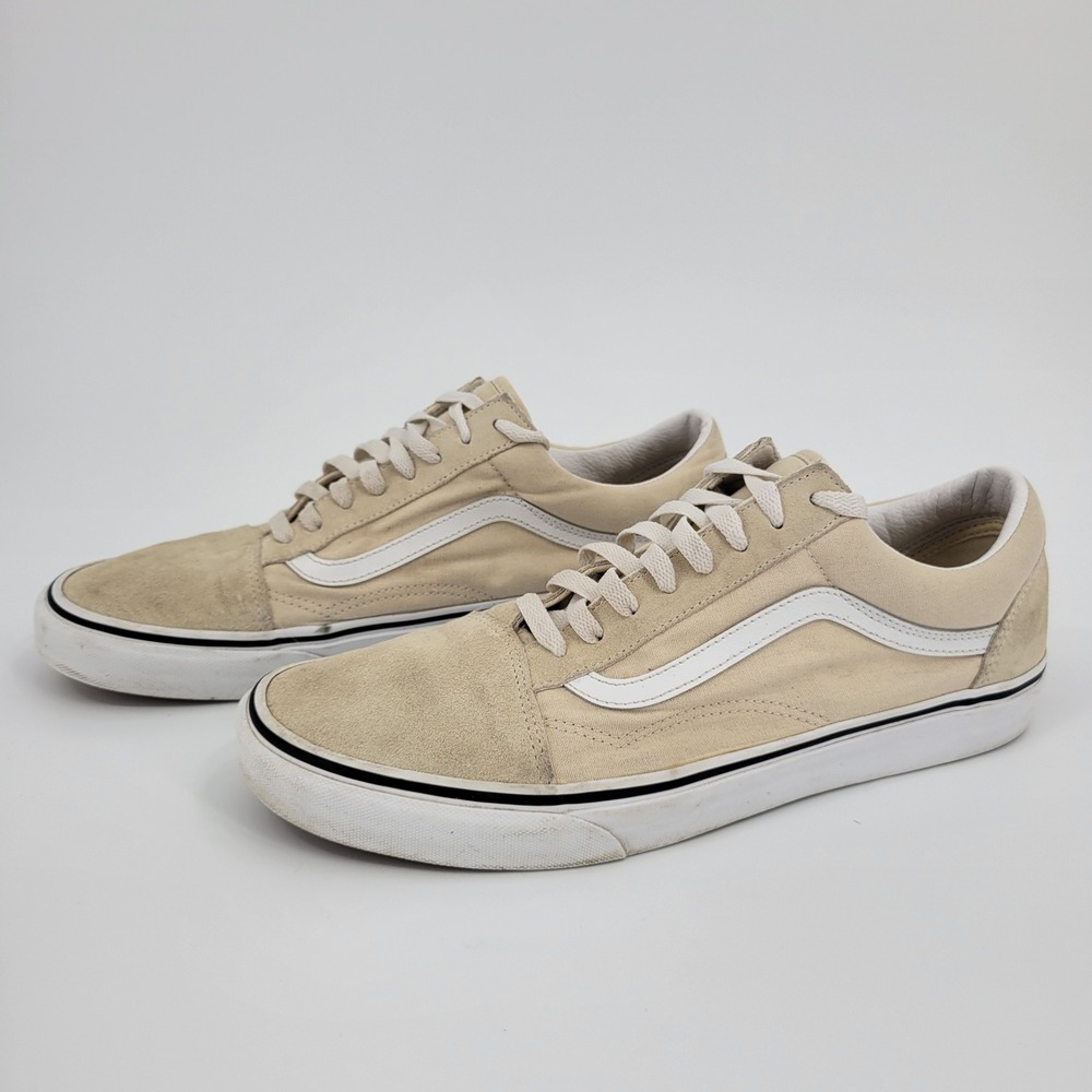 Vans Old Skool Low Top Sneaker Men Size 12 Beige Suede Canvas Skate Shoes